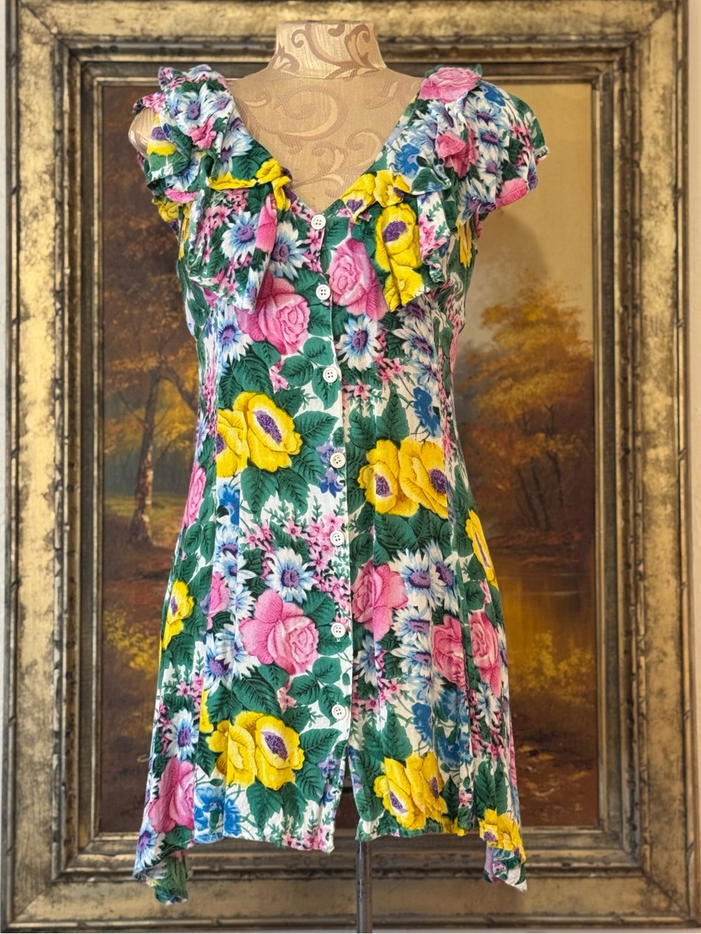 Vintage Baani’s 90s floral cottagecore ruffle minidress - Fairycore Garden Party
